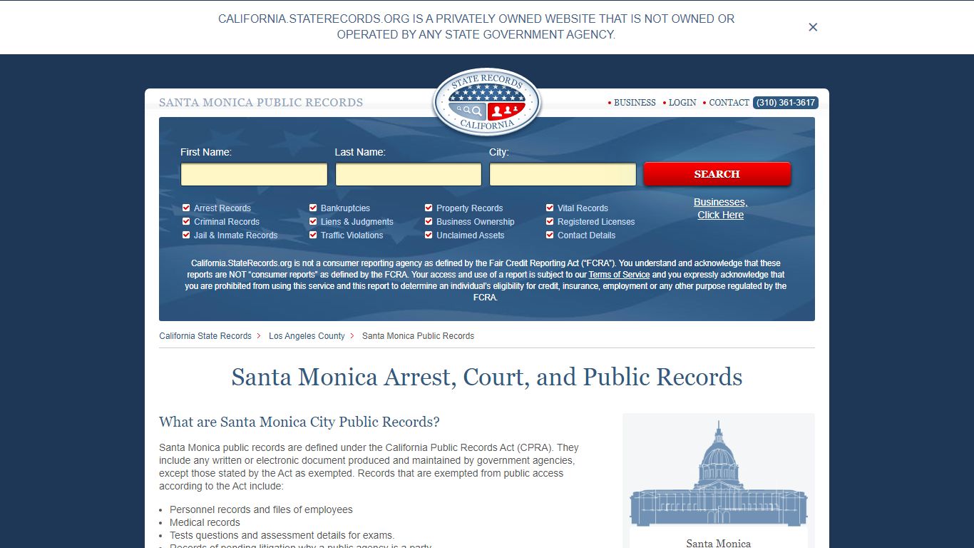 Santa Monica Arrest, Court, and Public Records