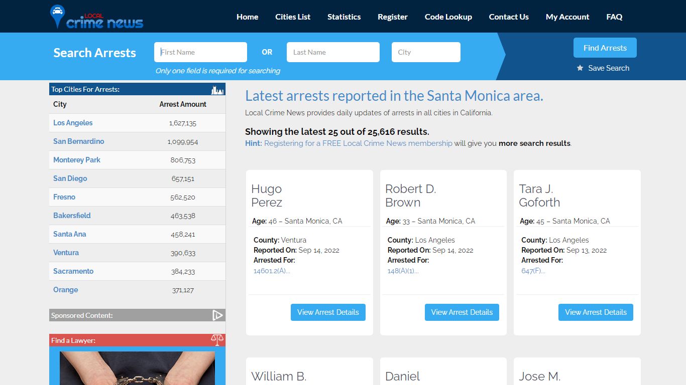 Santa Monica California Arrest Records | Local Crime News