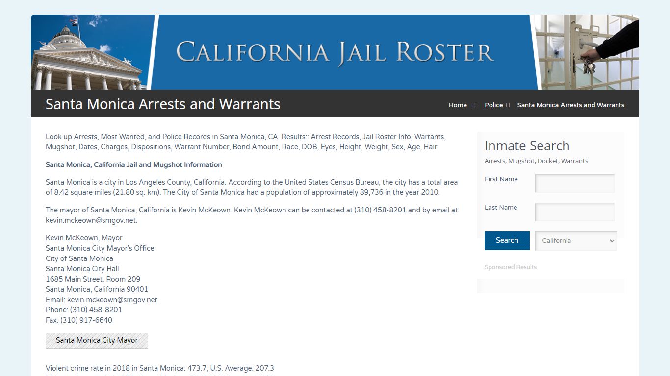 Santa Monica Arrests and Warrants | Jail Roster Search